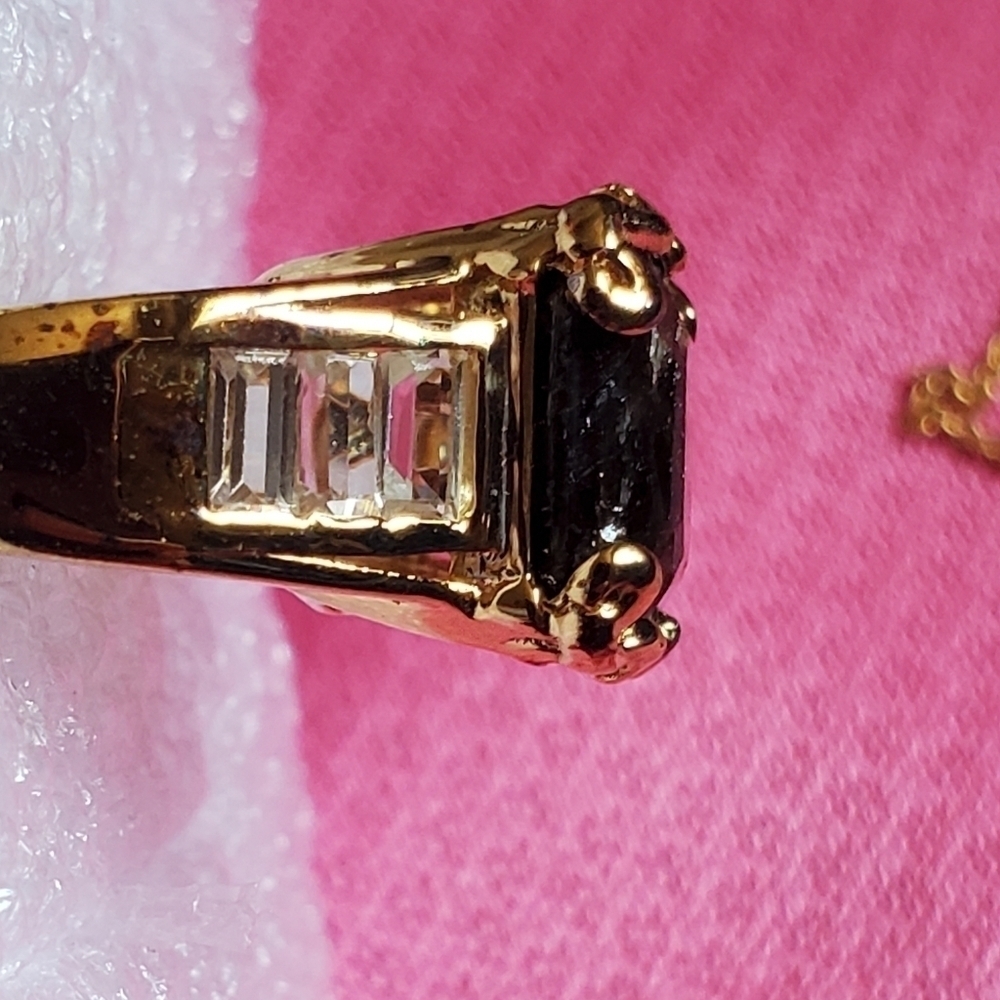 Chocolate Sapphire White Zircon Gold Vermeil Cocktail Ring - Picture 4 of 10